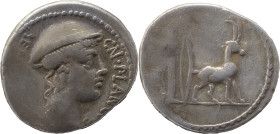 Roman Republic
Cn. Plancius AR Denarius, 4.01g, Rome, 55 BC. Head of Diana Planciana to right, wearing petasus; CN•PLANCIVS AED•CVR•S•C around. Rev Cr...