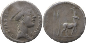 Roman Republic
Cn. Plancius AR Denarius, 3.80g, Rome, 55 BC. Head of Diana Planciana to right, wearing petasus; CN•PLANCIVS AED•CVR•S•C around. Rev Cr...