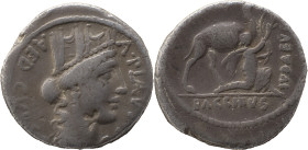 Roman Republic
A. Plautius AR Denarius, 3.70g. Rome, 55 BC. Turreted head of Cybele to right; A•PLAVTIVS downwards before, AED•CVR•S•C downwards behin...