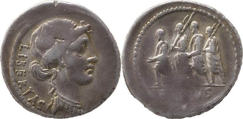 Roman Republic
Q. Servilius Caepio (M. Junius) Brutus AR Denarius, 3.87g,. Rome,...