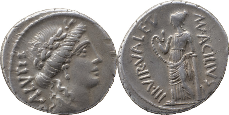 Roman Republic
Man. Acilius Glabrio AR Denarius, 3.97g, Rome, 49 BC. Laureate he...