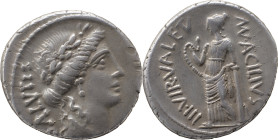 Roman Republic
Man. Acilius Glabrio AR Denarius, 3.97g, Rome, 49 BC. Laureate head of Salus right; SALVTIS behind. Recv Salus standing to left, leanin...