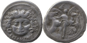 Roman Republic
L. Plautius Plancus AR Denarius, 3.74g, Rome, 47 BC. Head of Medusa facing, with coiled snake on either side; L•PLAVTIVS below. Rev Aur...