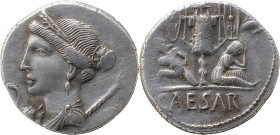 The Roman Republic
C. Iulius Caesar. Denarius, 3,51g. Spain 46-45, AR Diademed and draped bust of Venus l., with star in hair and Cupid perched on sho...