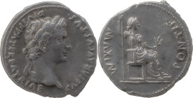 The Roman Empire
Octavian as Augustus, 27 BC – 14 AD
Denarius, Lugdunum circa 13-14 AD, AR 390 g. CAESAR AVGVSTVS DIVI F PATER PATRIAE Laureate head r...
