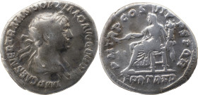 The Roman Empire
Trajan, 98 – 117
Denarius, Autumn 116-August 117, AR 3.60 g. IMP CAES NER TRAIAN OPTIM AVG GERM DAC Laureate and draped bust r. Rev. ...