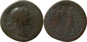 The Roman Empire
Trajan, 98 – 117
Sestertius AD 106-107. Æ 25.02 g IMP CAES NERVAE TRAIANO AVG GER DAC P M TR P COS V P P, laureate bust to right, a...