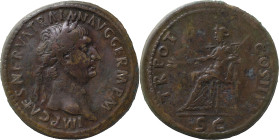 The Roman Empire
Trajan augustus, 98 – 117.
Sestertius 98-99, Æ 27.82 g. IMP CAES NERVA TRAIA – N AVG GERM P M Laureate head r. Rev. TR POT – COS II P...