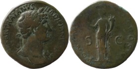 The Roman Empire
Hadrian augustus, 118 – 137
Sestertius 119, Æ 29.47 g. IMP CAESAR TRAIANVS – HADRIANVS AVG Laureate bust r., with drapery on l. sho...