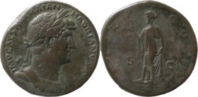 The Roman Empire
Hadrian, 117-138
Sestertius 118, Æ 24.98 g. IMP CAESAR TRAIANVS – HADRIANVS AVG Laureate and coirassed bust r. Rev. TR POT COS III ...