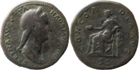 The Roman Empire
Sabina, wife of Hadrian.
Sestertius circa 130-133, Æ 24.09 g. SABINA AVGVSTA – HADRIANI AVG P P Diademed and draped bust r. Rev. CO...