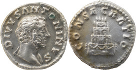 The Roman Empire
Antoninus Pius augustus, 138 – 161.
Divus Antoninus Pius. Denarius after 161, AR 3.35 g. DIVVS ANTONINVS Bare-headed and draped bust ...