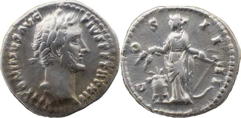 The Roman Empire
Antoninus Pius augustus, 138 – 161. Denarius 148-149, AR 3.24 g...