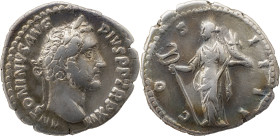 The Roman Empire
Antoninus Pius, 138 – 161
Denarius 149-150, AR 2.92 g. ANTONINVS AVG – PIVS P P TR P XII Laureate head r. Rev. CO – S IIII Felicitas ...