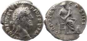 The Roman Empire
Antoninus Pius augustus, 138 – 161.
Denarius 152-153, AR 18 mm, 3.67 g. ANTONINVS AVG PIVS P P IMP Laureate head of Antoninus Pius to...