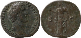 The Roman Empire
Antoninus Pius, 138 – 161
Dupondius 140-144, Æ 9.21 g. ANTONINVS AVG PI – VS P P TR P COS III Radiate head r. Rever Spes advancing l....
