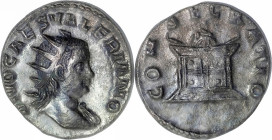 The Roman Empire
Valerian II, as Caesar, AR Antoninianus. Rome, 3,04g. 258. DIVO CAES VALERIANO Radiate head of Divus Valerianus II to right. Rev. CON...