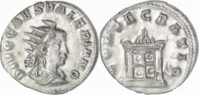 The Roman Empire
Divus Valerian II, died 258. AR Antoninianus Rome, 3,52g. AD 258-259. DIVO CAES VALERIANO Radiate, draped, and curiassed bust right ...
