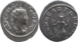 The Roman Empire
Quietus, usurper, 260-261. Antoninianus, 3,83g. Samosata. Obv: IMP C FVL QVIETVS P F AVG Radiate, draped and cuirassed bust right.
Re...