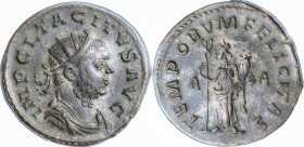 The Roman Empire
Tacitus BI Antoninianus, 3,91g. . Lugdunum, AD 276. IMP CL TACITVS AVG, radiate, draped and cuirassed bust to right. Rev TEMPORVM FE...