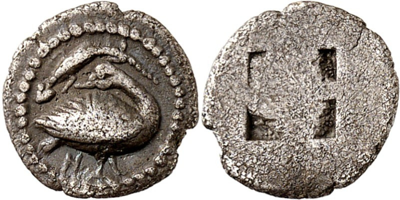 MAKEDONIEN. 
EION. 
Trihemiobelion (1/4 Drachme) (500/400 v.Chr.) 0,86g. Gans ...