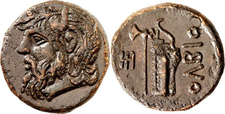 THRAKIEN. 
SARMATIEN. 
OLBIA. AE-Obolos 24mm Mitte 3. Jh. v. Chr., 8,57g. Kopf...