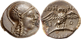 MYSIEN. 
STÄDTE. 
PERGAMON (Bergama). AE-Dichalkon 14mm (181/67 v.Chr.) 2,83g. Kopf der Athena mit attischem Helm n.r., auf dem Kessel 8-strahl. Ste...