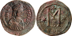 BYZANZ. 
ANASTASIUS I. 491-518. AE-Follis 36mm (512/517) 18,34g, Konstantinopel, 2. Off. Paludamentbüste m. Perlendiadem n.r., ohne Schulterkreuz D N...
