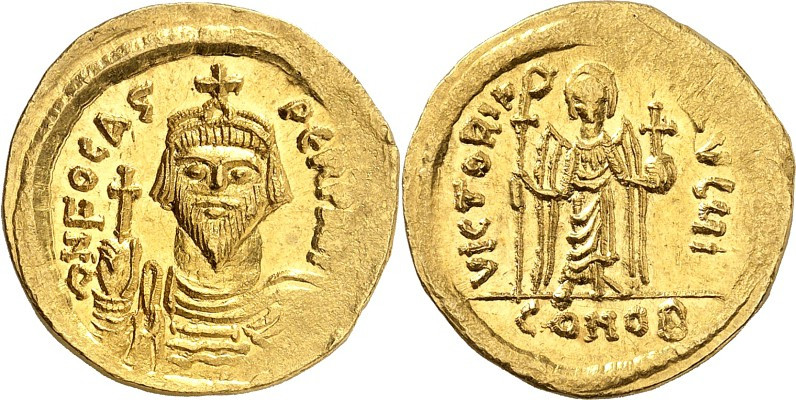 BYZANZ. 
FOCAS 602-610. Solidus (603/607) 4,46g, Konstantinopel, 10.Off. Paluda...