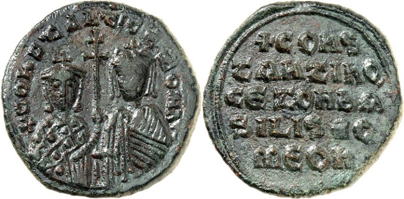 BYZANZ. 
KONSTANTINOS VII. und ZOE 913-919. AE-Follis 26mm 8,34g, Konstantinope...