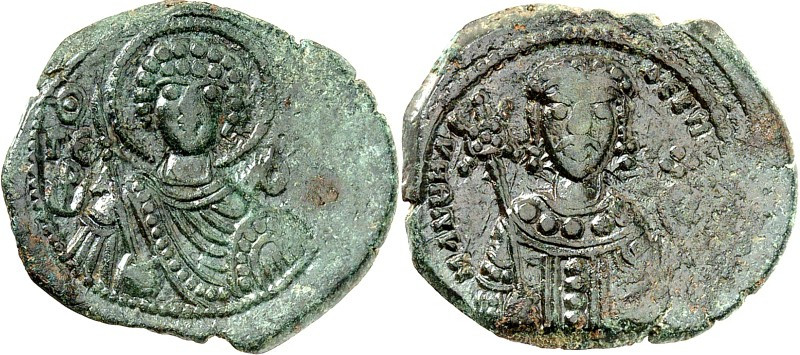 BYZANZ. 
MANUEL I. Komnenos 1143-1180. AE-Tetarteron 22/19mm 3,92g, Thessalonik...