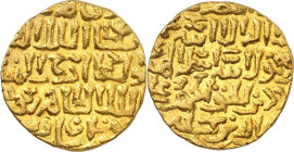 ÄGYPTEN und SYRIEN. 
BAHRI-MAMLUKEN. 
an-Nasir Faraj 1399-1406, 1407-1412, (801-808, 809-815 AH). Dinar 80(. ) AH = um 1400 AD, 12,83g, F 26mm, Mzst...
