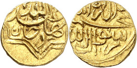 IRAN und AFGHANISTAN. 
SEFAWIDEN. 
Abd-Allah II. 1583-1598 (991-1006 AH). 1/4 Ashrafi (993/1006 AH) = 1585-1598 AD, 0,92g. (Mzst. Badakshan). Album ...