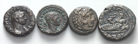 GRIECHEN. 
Allgemein: Silber- und Bronzemünzen. 5 Prägungen: Ag Drachme Illyrien / Apollonia, Bronze Makedonien / Alexander III., Ägypten / Alexandri...