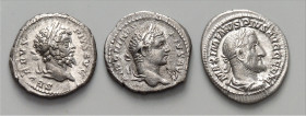 RÖMISCHES KAISERREICH. 
Allgemein: Silbermünzen:. 3 Denare: Septimius Severus RIC.248, Caracalla RIC.84, Maximinus Thrax RIC.20. . 

ss