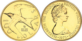 BRITISCHE JUNGFERN-INSELN. 
100 Dollars 1975 Elisabeth II. / Seevogel. F. 1, K-M. 7. . 

GOLD P.P.Or.verpackt