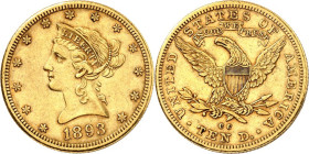 USA. 
10 Dollar 1893 CC Coronet head. F. 158. . 

GOLD ss+