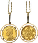 PERSONEN. 
KENNEDY,John F.*1917 +1963 35.Präs.der USA. GOLD-Medaille 1963 Kopf n.l./ Lilienkreuz Aureus Magnus 25 mm,/980 fein IIS Dukat, Einfassung ...