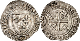 FRANKREICH. 
Charles VI. 1380-1422. Blanc Guénar 3. Emission (1405) 2,98g. Dup. 377B, Laf. 381b, Ciani 508. . 

ss