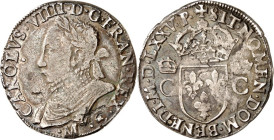 FRANKREICH. 
Henri III. 1574-1589. Franc d'argent 1575 M, Toulouse. Belorb. geharn. Brb. n.l. / Gekr. Wappen zw. 2 gekr C. Dup. 1104, Laf./Pr. 945. ....