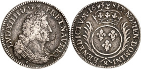 FRANKREICH. 
Louis XIV. 1643-1715. 1/4 Ecu aux palmes 1693 M Toulouse. Büste n.r. / 8 gekrönte L ins Kreuz gestellt, Reformation. Gad. 152. . 

ss...