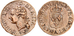FRANKREICH. 
Louis XVI. 1774-1792. Cu Liard 1780 A Paris. Gad.&nbsp; 348. . 

ss-vz