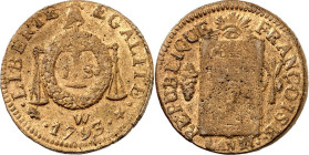 FRANKREICH. 
Constitution 1791-1792. Gelbbronze 1 Sol aux Balances 1793 W Lille. Gad. 19. . 

ss