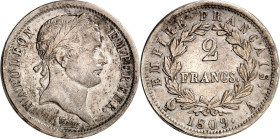 FRANKREICH. 
Napoleon I. 1804-1814. 2&nbsp;Franc 1809 A, Paris. Belorb. Kopf. Gad. 500, KM 684.2. . 

ss