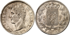 FRANKREICH. 
Charles X. 1824-1830. 5 Francs 1830&nbsp;W, Lille. Gad. 644, KM 728.13. . 

l.Rf.,vz-