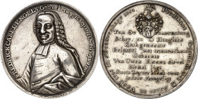 Aachen, Stadt. 
MEDAILLEN. Medaille 1765 (v. G.v. Moelingen) a.d. Tod d. reformierten Geistlichen u. Predigers Fredrick Carel Engels (* 1718 in Kettw...