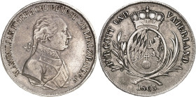 Bayern. 
Herzogtum, ab 1623 Kurfürstentum. 
Maximilian IV. Joseph 1799-1806(-1825). Konv.-Taler 1805 Brb. in Uniform n.r.&nbsp;/ Kurwappen im Kranz....