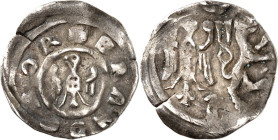 Brandenburg, Markgrafschaft. 
Johann I. mit Otto III.u. Nachfolger 1220-1293. Denar (um 1260) 0,60g. Adler im Kreis +BRANDEBOR l. blickender Adler /l...