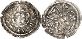 Brandenburg, Markgrafschaft. 
Johann I. mit Otto III.u. Nachfolger 1220-1293. Denar (um 1305) 0,53g. +OTTOMARCHIO um Vierblatt / Adlerschild ü. verzw...