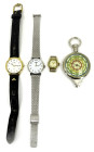 SCHMUCK. 
EUROPA. 
UHREN. LOT:Damenarmbanduhren Schweizer Uhr Maurice lacroix mit schwarzem Lederband, palas-para-Uhr, silbernes flaches Band, Weite...